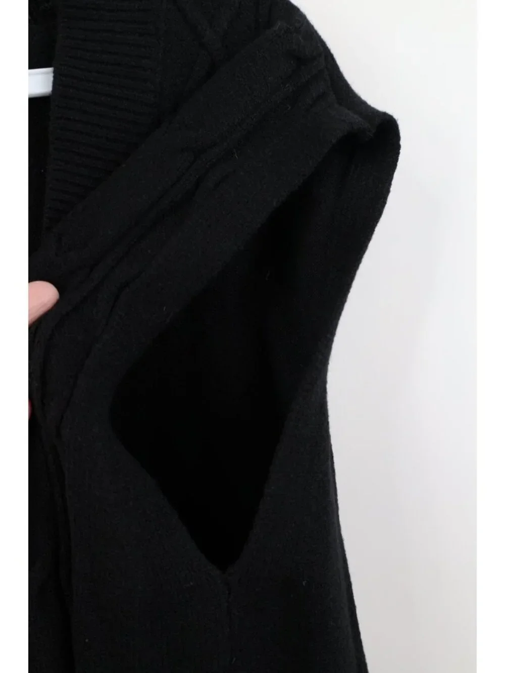 Vintage Y2K Streetwear Mens XL Chunky Cable Knit Fisherman Sweater Vest Black